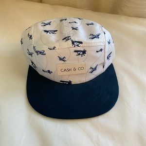 White with Blue Airplanes Small Cash and Co Hat